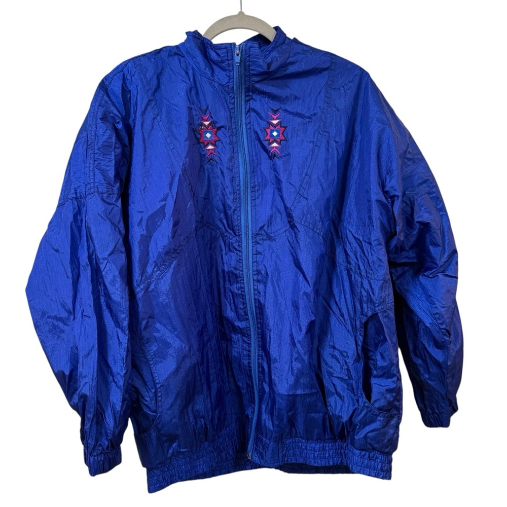 Vintage Wilson blue nylon windbreaker jacket embroidered men’s XL Y2K unisex